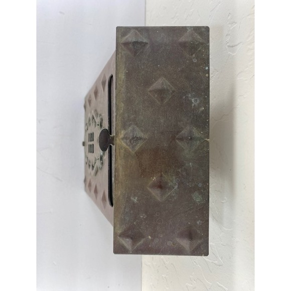 Vtg Antique Copper Wall Mount Mailbox Mission Style Patina Includes Key (Read) - Picture 5 of 12